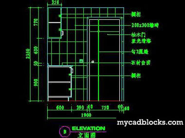 Kitchen CAD plane and elevation 73